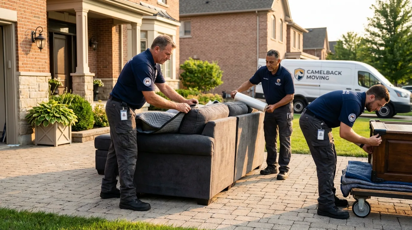 Large estate moving crew wrapping furniture in Bourbonnais, IL