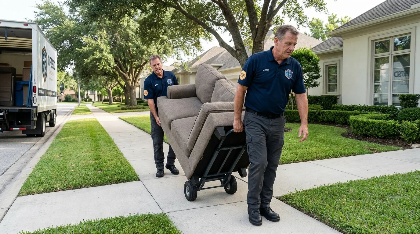 Local residential moving crew loading furniture in Bourbonnais, IL